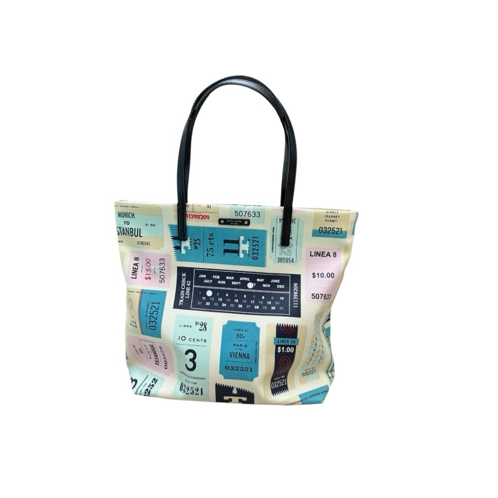 Kate Spade RareTrain Ticket Print Tote Bag In Excellent Condition.